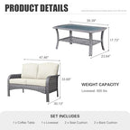 Patio Furniture Set (2 PCS Lovseat Table / Beige Tan)