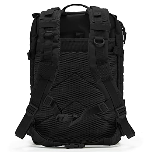 45L Military Tactical Backpacks For Men Camping Hiking Trekking Daypack Bug Out Bag Lage MOLLE 3 Day Assault Pack (0.1 Black)