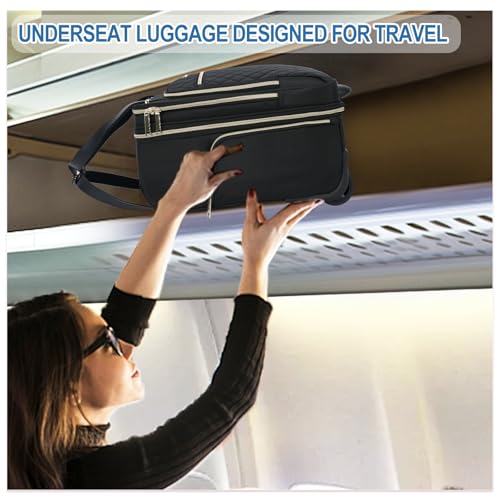 Underseat Carry On Wheeled 16" Bag with Wheels (Black-Gold Zipper / 16 Inch Roller)