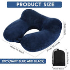 2 Inflatable Neck Pillow Airplane Travel (Black and Blue)
