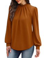 Fall Outfits for Women 2026 Puff Long Sleeve Shirts for Women Business Casual Womens Tops Mock Neck Tunic Thanksgiving Fall Tops Winter Fashion Clothing Plus Size Clothes Caramel XL (05 - Caramel / X-Large)