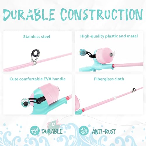 Kids Fishing Pole (Mint Blue & Sugar Pink)