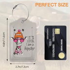 Funny Hipster Giraffe 3 Pack PU Leahter Luggage Tag with Stainless Steel Loop (Funny Hipster Giraffe)