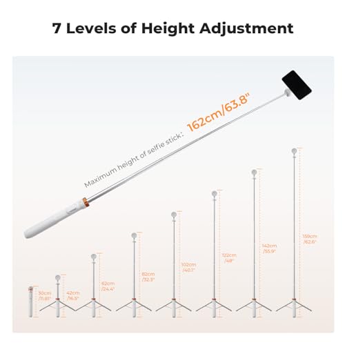 63'' Magnetic Selfie Stick Tripod (White)