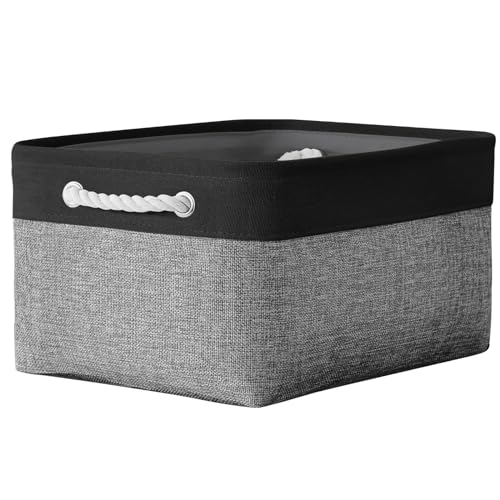 Storage Basket for Organizing (Black&Grey / Large - 15.7Lx11.8Wx8.3H)