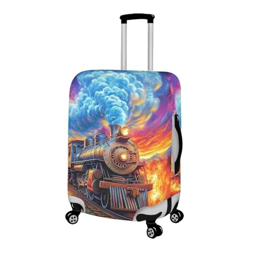 Vintage Sunset Steam Train Print Luggage Cover (S(for 18-21 inch luggage) / Sunset Train)
