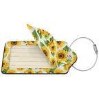 Lovely Sunflower Leather Luggage Tag with Stainless Steel Ring (2 PCS / Lovely Sunflower)