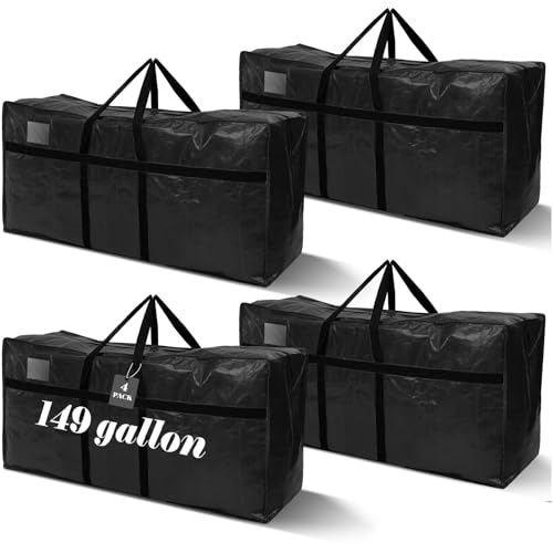 4 Pcs 149 Gallon Extra Large Moving Bags Heavy Duty Storage Bag (149 Gallon / Black)