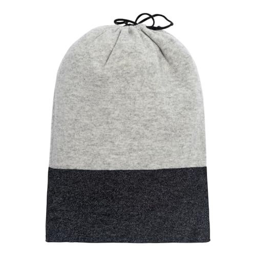 Cashmere Merino Travel Blanket & Pouch 55"x45" Gray & Charcoal (Gray)