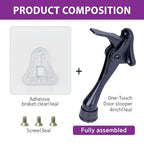 Door Stopper with Adhesive Bracket Stickers (Black / 4 INCH X 1 PACK)