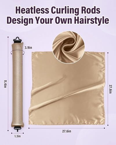 Heatless Hair Curler Overnight Curls (Khaki(Pack of 3))