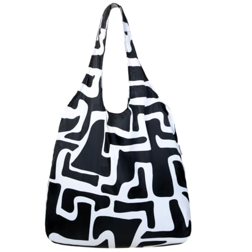 Standard 19L Tote Foldable Packable Reusable Grocery Shopping Bag (Ink Maze)