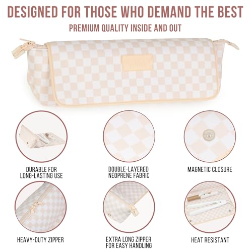 Hair Tools Travel Bag and Heat Resistant Mat 17" Checkered (Checkered Peach)