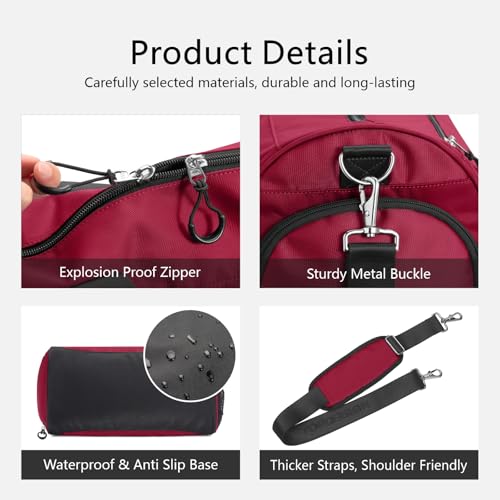 Gym Bag for Women & Men (Red / Medium - 20 x 10 x 10″)