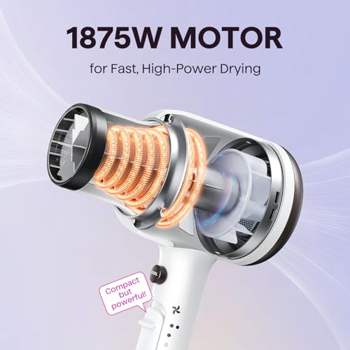 Blown Away Ionic Hair Dryer with Diffuser for Curly Hair (White)