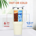 40 oz Stainless Steel Tumbler with Handle (Beige / 40 Ounces-4)
