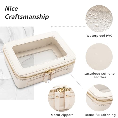 Clear Makeup Bag Organizer (Off-White / Large Glam)