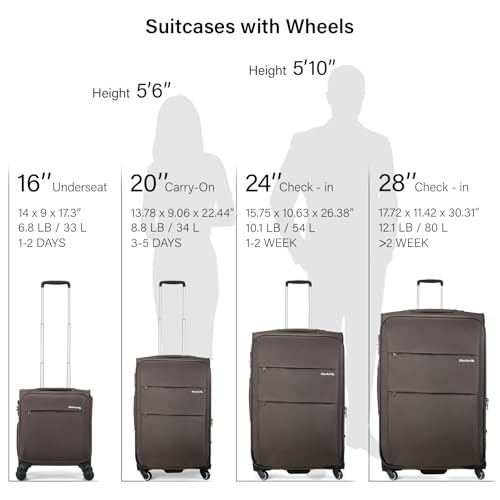 16 Inch Underseat Carry On Luggage with Wheels Small Suitcase Softside Luggage Bags for Travel Lightweight Suitcases with Wheels Travel Luggage Personal Item for Men and Women (Coffee / 16 Inch)