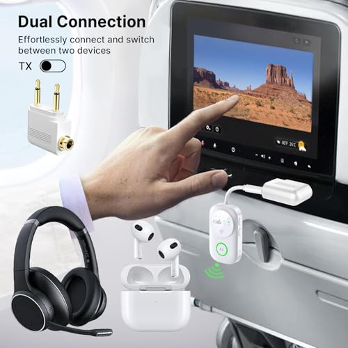 Bluetooth 5.4 Transmitter Receiver for 2 AirPods (White)