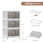 240Qt Stackable Storage Bins with Lid (White / 80QT-3Pack)