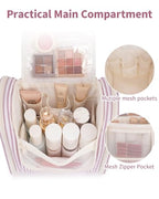 Large Hanging Travel Toiletry Bag for Women (CA-Dusty Rose Stripe / Large)