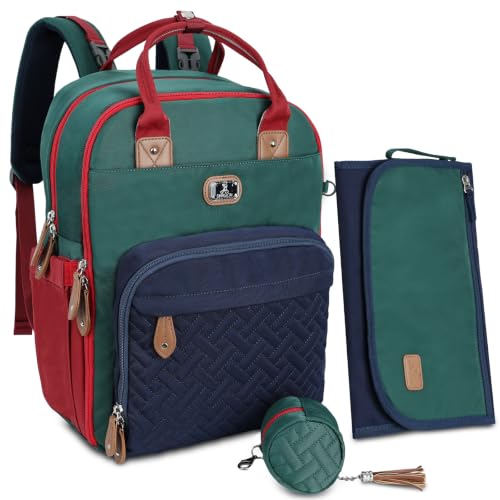 Diaper Bag Backpack with Portable Changing Pad (Colorblock Trio)