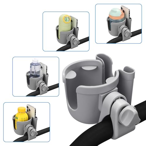 Stroller Cup Holder with Phone Holder (All Grey)