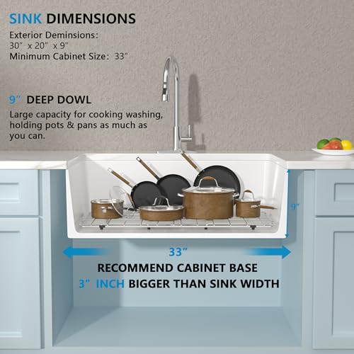 30 White Farm Sink (30"x20"x9" / White)