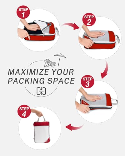 Compression Packing Cubes for Travel (Set of 6 / 6-Red)