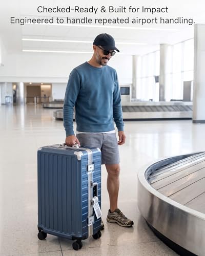 24 Inch Zipperless Checked Luggage (Ocean Blue / 24 Inch)