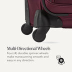 Sion Softside Expandable Spinner Luggage Durable Lightweight Travel Suitcase (Checked-Large / Merlot)