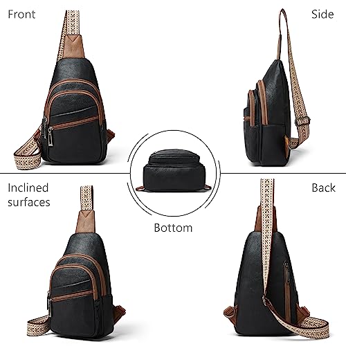 Sling Bag Crossbody Bags (Black With Brown)