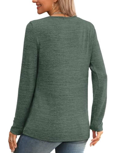 Womens Tops Long Sleeve Shirts Cozy Sweaters Winter Clothing Dark Green 3XL (3X-Large / Dark Green)