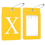 2 Pack Initial Luggage Tags for Suitcases Airplane Travel Essentials (Large X / Yellow)