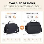 NOL Reusable Insulated Kids Lunch Bag (Black / Horizontal (6 Liters))