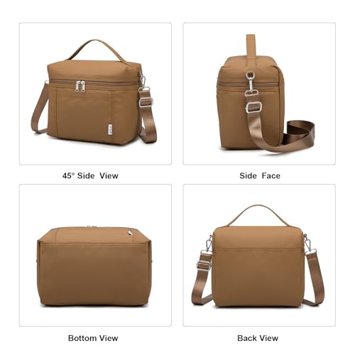 NOL Insulated Lunch Bags for Women Cooler Bag Lightweight Nylon Waterproof Lunch Box for Work Brown Small 4L (Brown / Small (4 Liters))