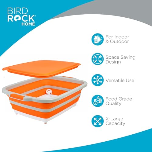 18L Collapsible BBQ Prep Tub with Lid (Orange / 22"L x 16"W x 7.1H")