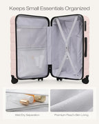 Luggage Set 3 Piece Lightweight Durable Hardshell (Pink)