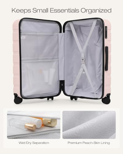 Luggage Set 3 Piece Lightweight Durable Hardshell (Pink)
