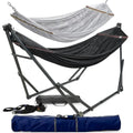 Combo Hammocks with Stand for Outside & Tree Straps (Combo - Black)