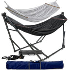 Combo Hammocks with Stand for Outside & Tree Straps (Combo - Black)