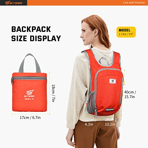 Small Daypack 10L Hiking Backpack Packable Lightweight Travel Day Pack for Women Men (10l / Orange)