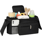 Universal Stroller Organizer with Insulated Cup Holder (All Black)