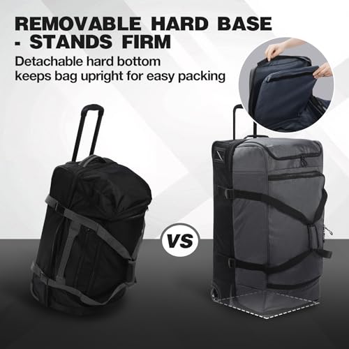 33" Large Rolling Travel Duffle Bag with Wheels and Handle (33" Black/Grey)