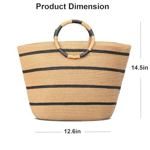 each Bags for Women Straw Tote Bag Summer Beach Bag Large Woven Straw Tote for Vacation Holiday (Brown)
