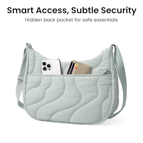 9L Puffer Crossbody Bag for Women Trendy (Light Blue-m)
