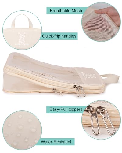 6 Set Space Saving Compression Packing Cubes Lightweight Packing Cube Begie (Beige / 6 Pcs(XL,L,M*2,S,laundry bag))