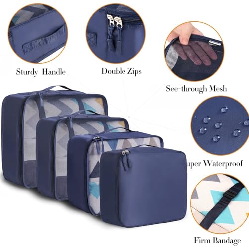 8 Set Packing Cubes Luggage Packing Organizers for Travel Accessories (Indigo / 8 Set)