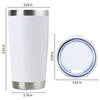20oz Stainless Steel Tumbler Bulk with Lid (4 Count (Pack of 1) / Powder White)