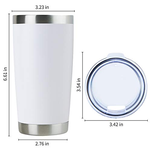 20oz Stainless Steel Tumbler Bulk with Lid (4 Count (Pack of 1) / Powder White)